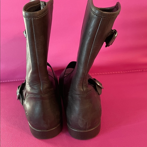 UGG Australia Frances Buckle Moto-Style Boots Women Size 7.5 Dark Brown Leather - Picture 10 of 14